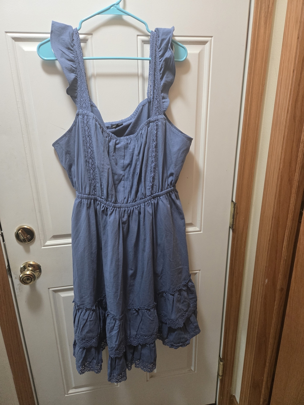 Women's Blue Ruffle Strap Sundress